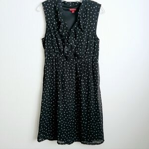 POLKA DOT Dress Women's Size Medium Black & Gray Sleeveless Romantic